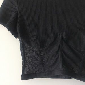 black crop top w/ underwire + mesh